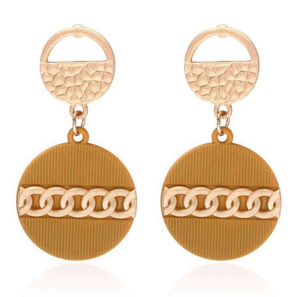 

tiktok red european and charm american dangle personalized hollow out female earrings fashion high-grade elegant temperament geometric earri, Golden