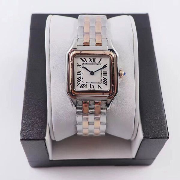 2022 nuove donne orologi batteria al quarzo orologio da polso quadrato di lusso quadrante cinturino in acciaio inossidabile oro / argento di alta qualità orologio da donna di marca CD001