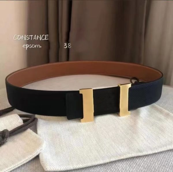 

r men belts women's belt fashion high-end boutique leather belt gold and silver black buckle, Black;brown