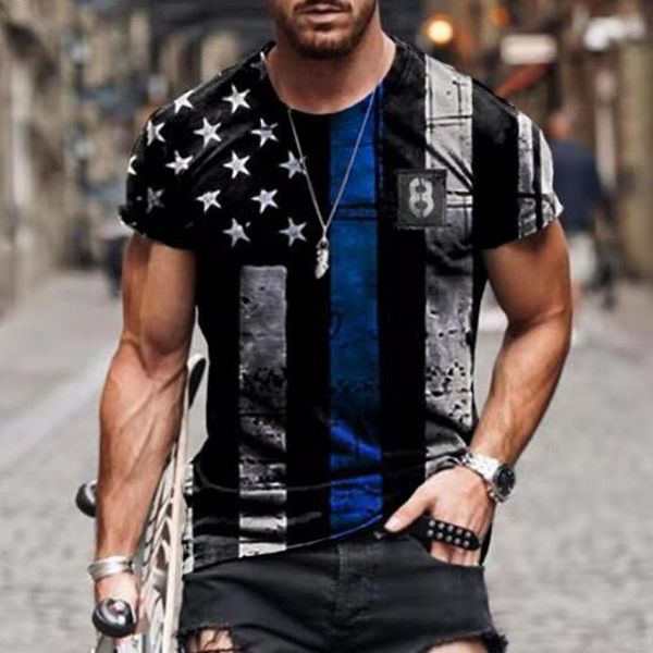 Camisetas masculinas camisa masculino de verão moda dos EUA Número da carta impressa camiseta casual de manga curta de manga curta de tamanho grande dos homens de tamanho masculino