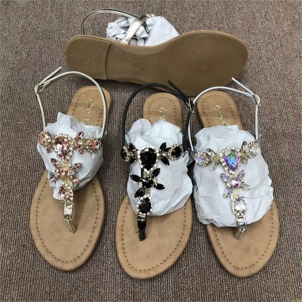 

drop sandal bright diamond casual outdoor travel flip flop beach shoe nonslip durable slippers y200423, Black