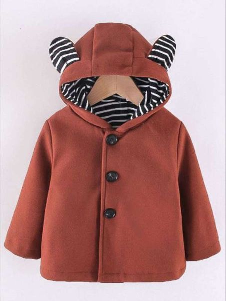 

toddler boys striped 3d ear design hooded overcoat she, Blue;gray