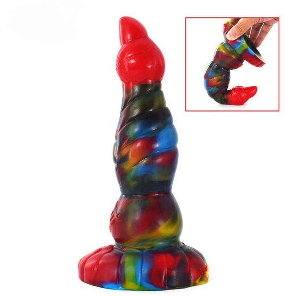 NXY DILDOS DONGS BDSM 2022 Big Graffiti Animal Dildo Anal Silicone Adult Toy Soft Tow