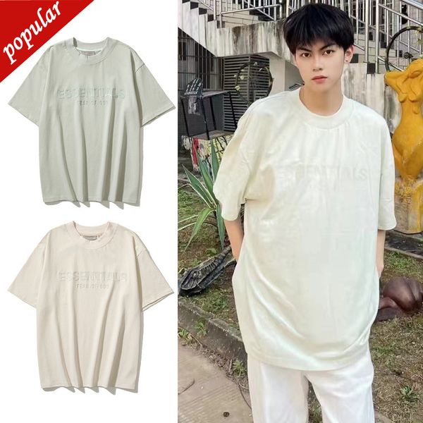 

brand men's fashion trend clothing wholesale season 8 multi line high loose leisure adhesive letter printing round short t-shirt, White;black