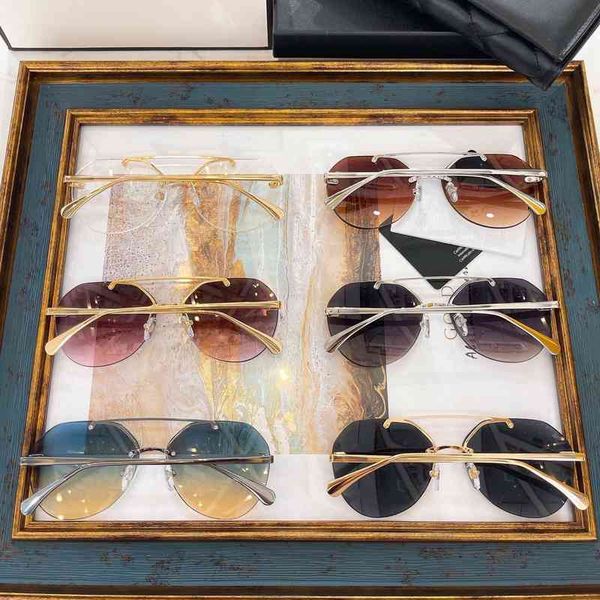 

sunglasses xiaoxiangjia's double beam cut rimless sunglasses and star, White;black