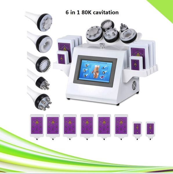 

6 in 1 vacuum diode lipo laser slimming fat cavitation machine face lifting rf cavitation 80k
