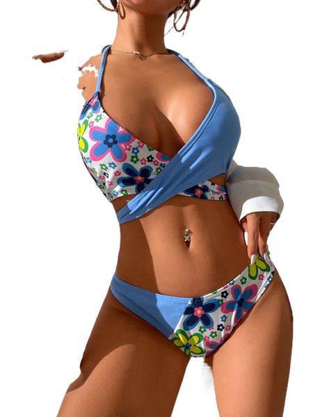 

floral wrap bikini swimsuit n6xw#, White;black