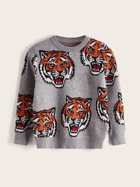 

toddler boys tiger pattern sweater she01, Blue