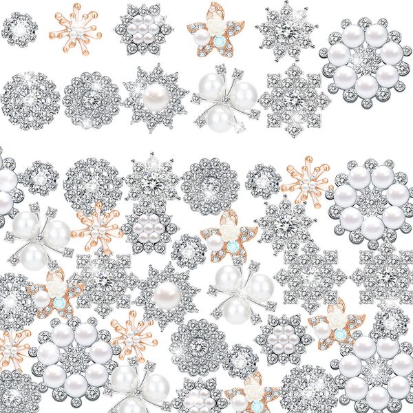 

charms pearl rhinestone brooches embellishments buttons bk faux flower for jewelry making decor 11 styles sier and gold flat back sty amofi, Bronze;silver