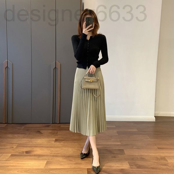 

casual dresses designer 8403# early autumn style women's two piece suit hepburn long sleeve pleated dress gfsy, Black;gray