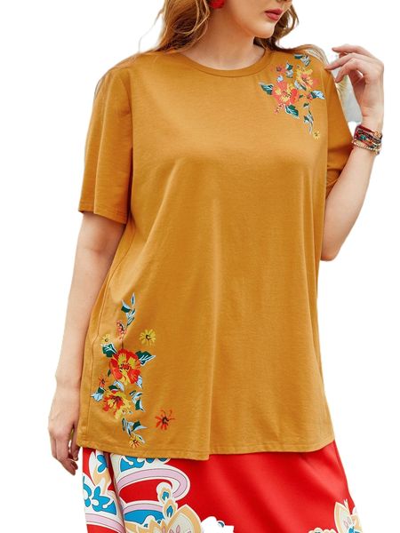 

plus floral print tee s3di#, Black