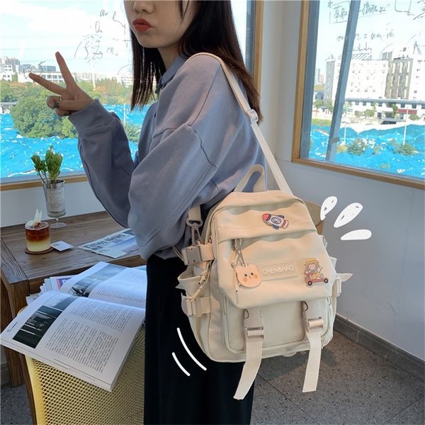 

korean style canvas small mini backpack for women fashion travel backpack leisure school bag tote for tennage girl shoulder bag 220422