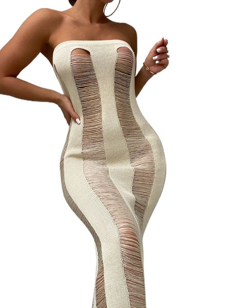 

open stitch bandeau cover up j61z#, White;black