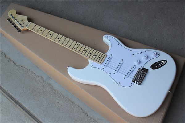 

new arrival st white electric guitar maple fretboard white pickguard