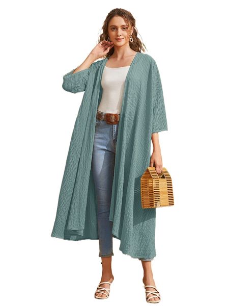 

open front circle lace shirred coat x6st#, Black