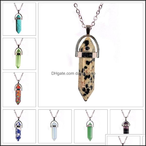 

pendant necklaces pendants jewelry healing crystal quartz point for women men hexagonal prism natural sto dhvbh, Silver