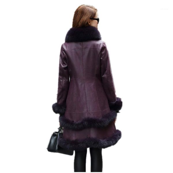 Frauen Pelz Faux Herbst 2022 Winter Überlegene Qualität Echt Mantel Frauen Koreanische Rex Futter Kragen Echtes Leder Jacke