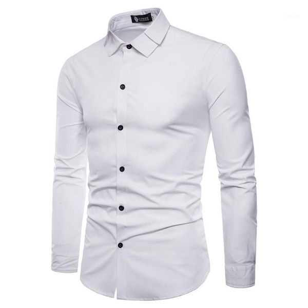 Männer Casual Hemden 2022 Stil Herren Doppelkragen Langarm Feste Männliche Weiße Kleid Hemd Formale Arbeit Büro Menswear