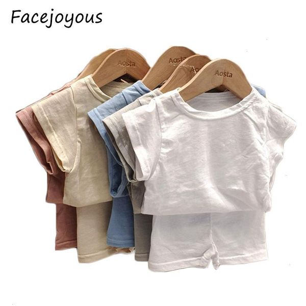 

summer cotton baby clothing set solid girls tee boys short sleeve t shirt and pp shorts 2pcs girl clothes sets, White
