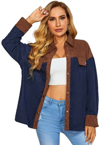 

colorblock button front flap detail coat 61u9#, Black