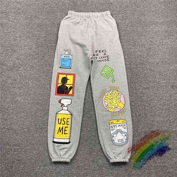 

puff pastry print askyurself jogging pants men women 2022ss drawstring askyurself pants t220721, Black