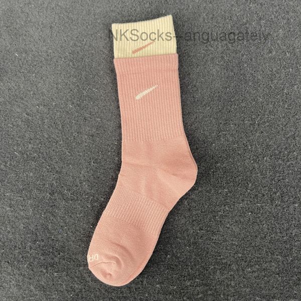 

classic fashion men socks hook brand color stitched men's women's long tube sports training sock street couple middle tubes luxury, Black