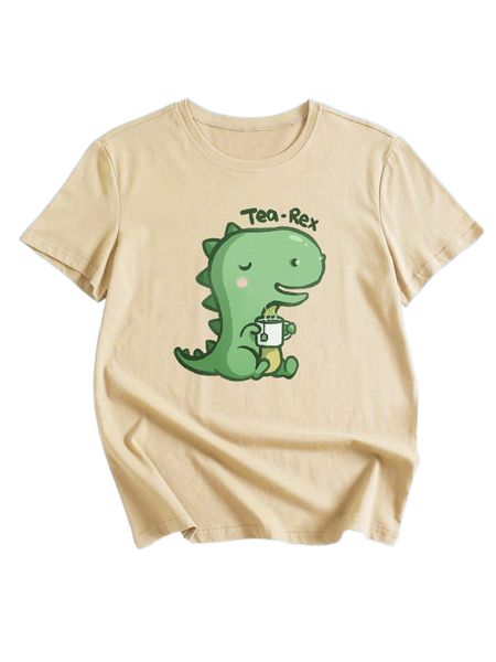 

romwe x mschibious dinosaur print tee x7z4#, White