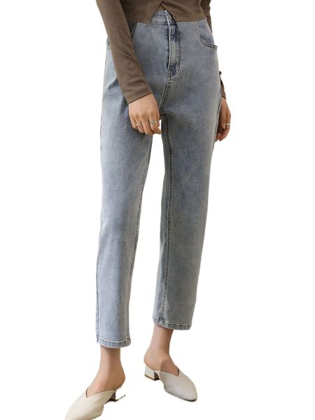 

dazy solid straight leg jeans r1dd#, Blue