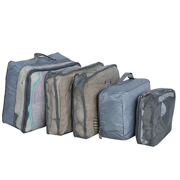 

5 pcs travel storage bag set for clothes tidy organizer wardrobe suitcase p3371
