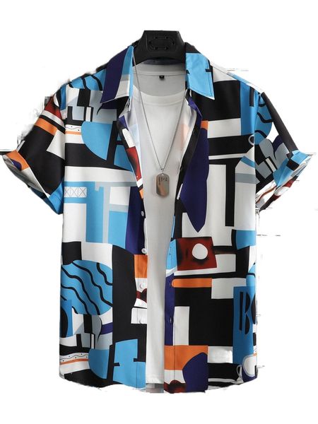 

men geo print shirt without tee 23ua#, White;black