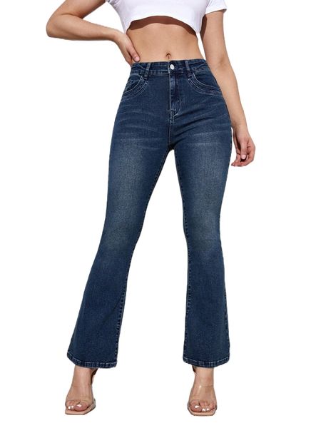 

petite high stretch bootcut jeans 974c#, Blue