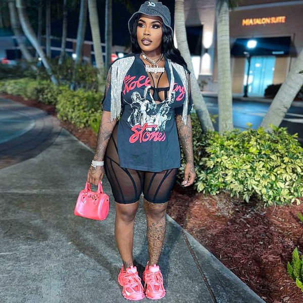 

printed hip hop street slit fringe short sleeve t-shirt printing graphic clothing tassel woman fashionable for women 2022 t shirts, White