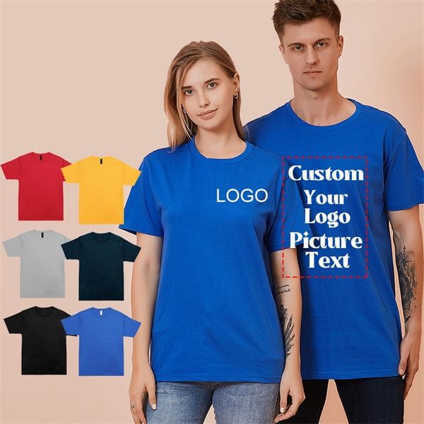 Impressão personalizada seu próprio design unisex camisetas 100% algodão homens camisas verão mulher roupas de viagem esportes top diy 220609