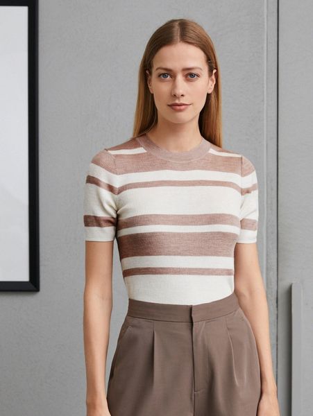 

motf premium wool mix striped knit c7z2#, White;black