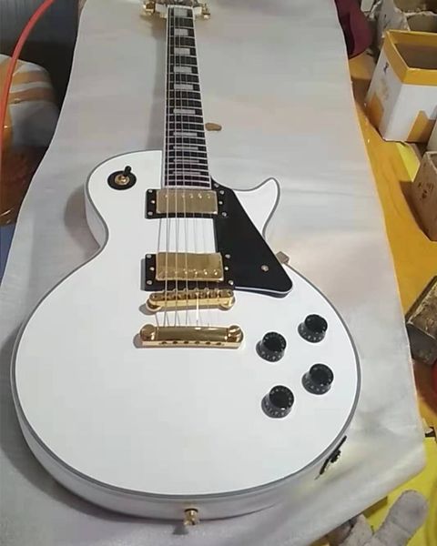 

customized ebony fretboard white gloss electric guitar as customer's requests