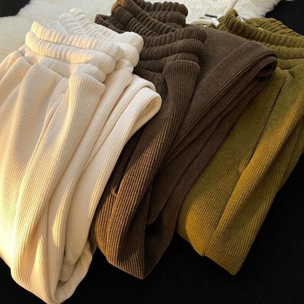 

men's pants men's pants chenille casual sweatpants trendy feet harem solid high street all-match warm loose thick trousers autumn, Black