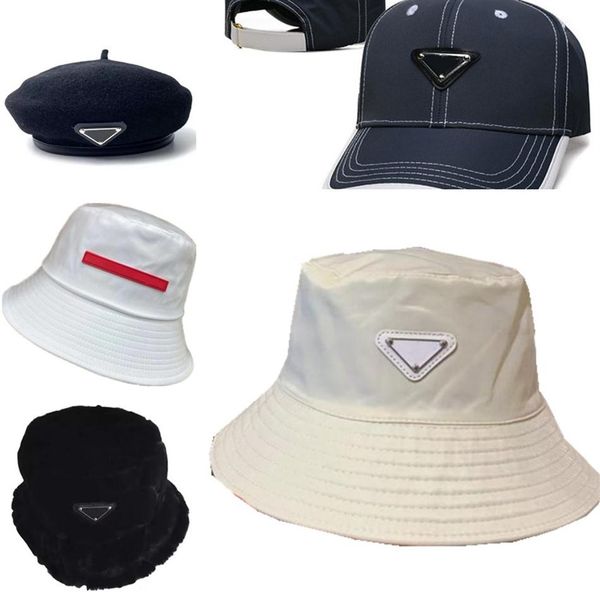 

luxury bucket hat mens designer basketball cap berets beanies cashmere christmas hat inverted triangle re-nylon high qualit329z, Blue;gray