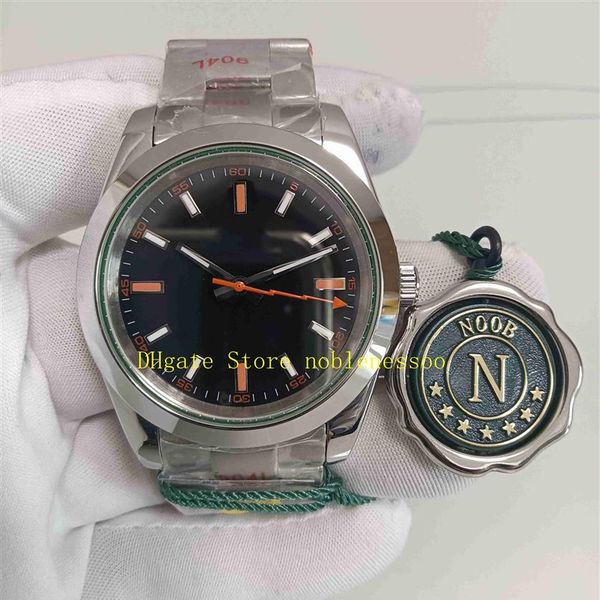

2 color real po n factory watch 904l mens 40mm green black orange dial sapphire 116400 oyster bracelet noobf 2813 movement auto263v, Slivery;black