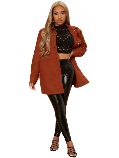 

sxy drop shoulder flap pocket overcoat n4bm#, Black