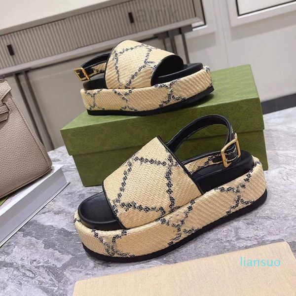 

designer mens slides women sandals platform slide beach slippers multicolor canvas linen fabric printing straps slipper classic sandals, Black