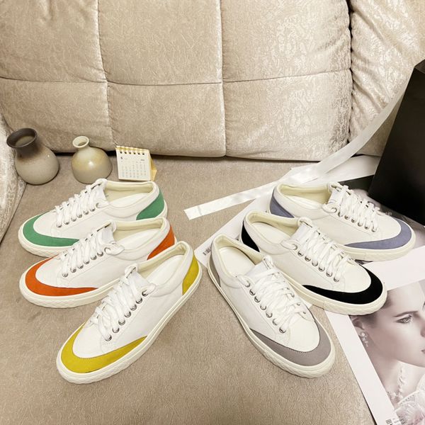 

2022 level mixed color canvas shoes stitching lace-up low-sports small white shoe women casual outdoor walking shoes luxury designer sneaker, Black