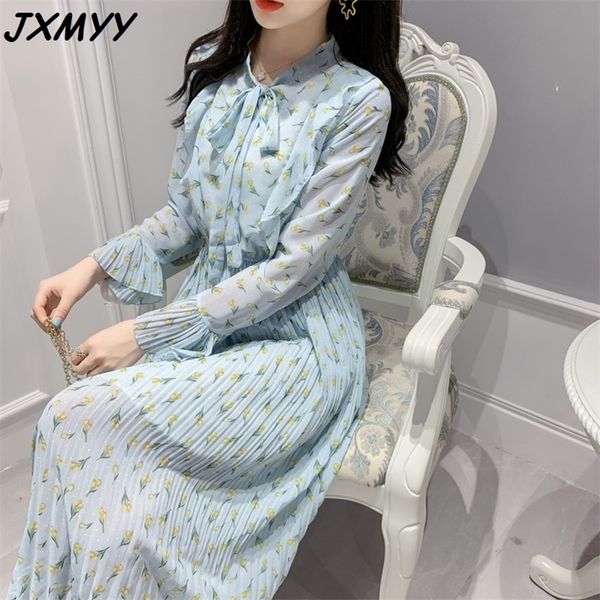 

fashion product small fresh chiffon floral long-sleeved female long-sleeved spring and autumn dress shows thin temperament 210412, Black;gray