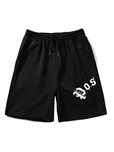 

men letter graphic drawstring waist shorts 30ln#, White;black