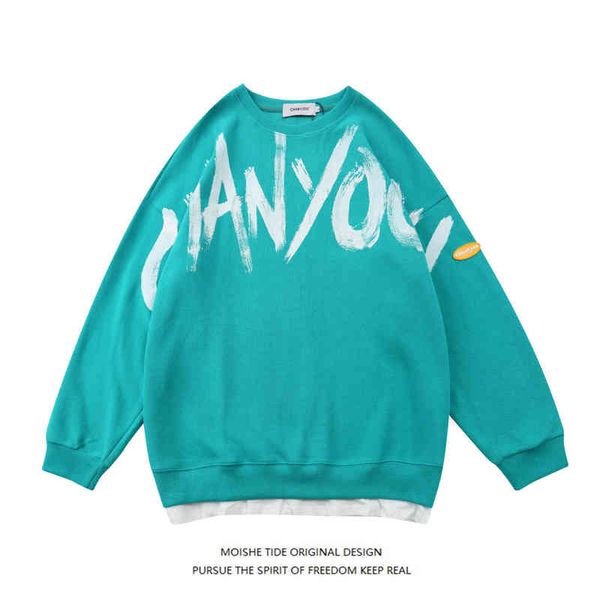 Moishe Tide Lake Blue Boys' Sweater Lazy Wind Loose Ins Guochao Brand Giacca da coppia oversize