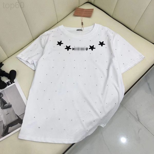 

designer 2022 european summer new short sleeve t-shirt women's fashion round neck trend white and red 2002 luxury