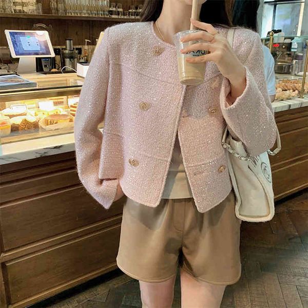 

women's suits & blazers 2022 women's spring bring their own expensive gold silk fine flash small fragrance coat, gentle rural soli, White;black