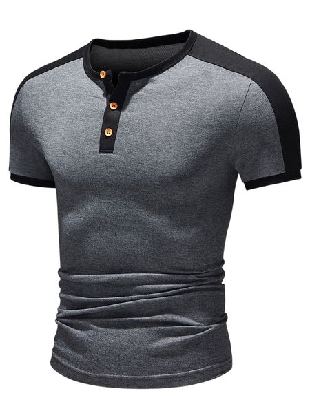 

men contrast side seam quarter button tee w5i6#, White;black