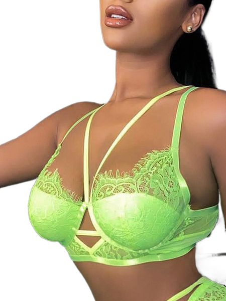 

neon-green lace cut out underwire bra 83nl#, Black;red