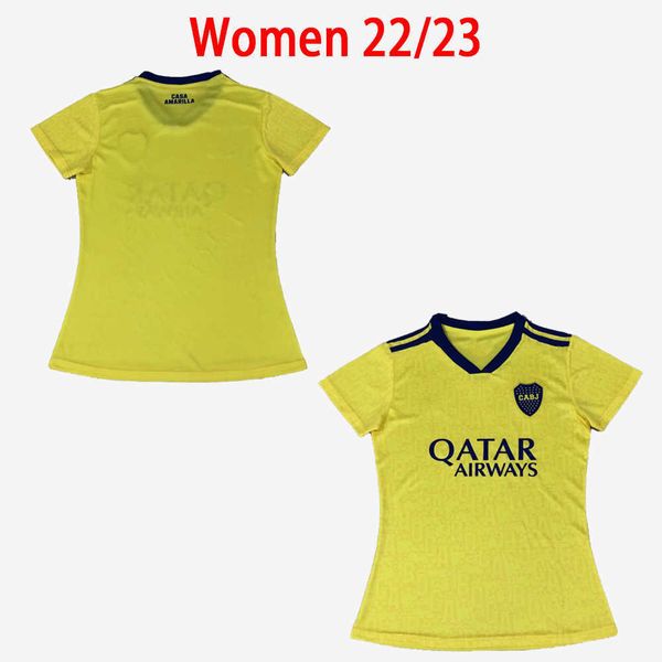 

women 2022 2023 boca juniors soccer jerseys girils home away thrid yellow ladies 22 23 zarate abila football shirt benedetto card1 ona pavon, Black;yellow