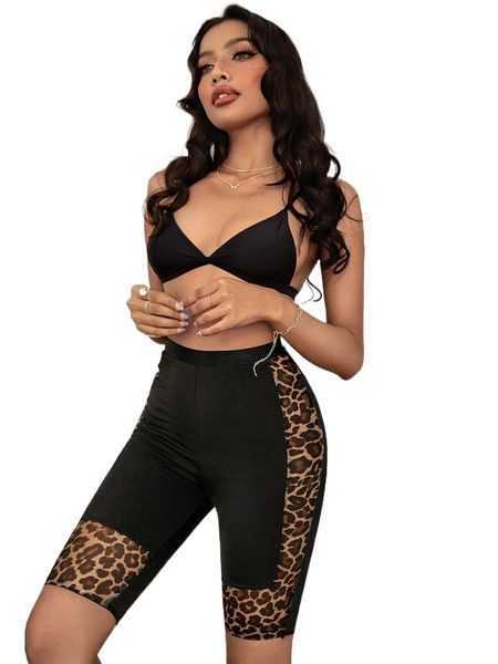 

leopard print shapewear shorts k2yv#, Black;red